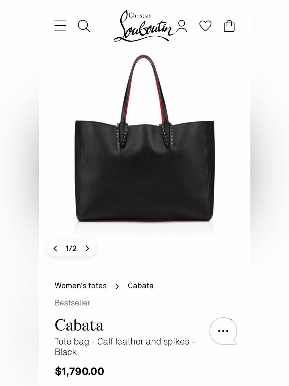 Christian Louboutin Black Tote with Red Trim and Studded Handles